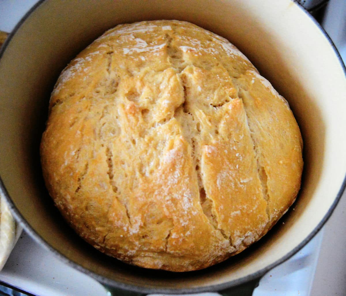 sourdough bread in pot